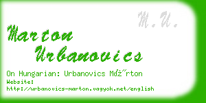 marton urbanovics business card
